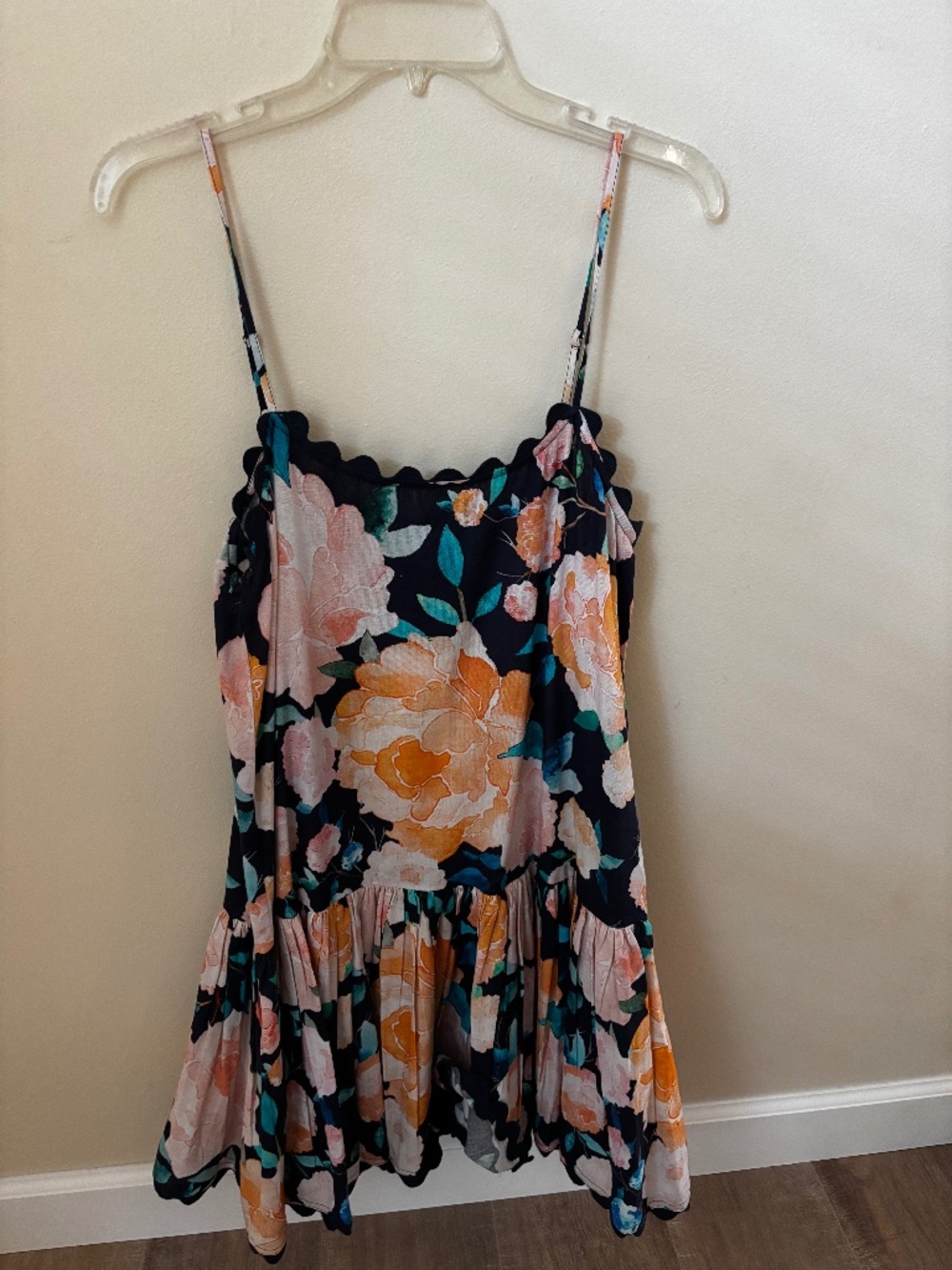 Juliet Dunn dress Sz 3 NWT sundress floral ric rac navy